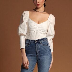 2/$30 Dynamite Smocked Puff Sleeve Blouse